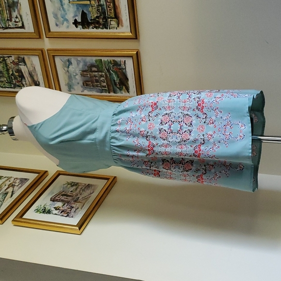 Pink Owl Robin's Egg Blue Floral Strappy Backless Sun Dress - Picture 8 of 14